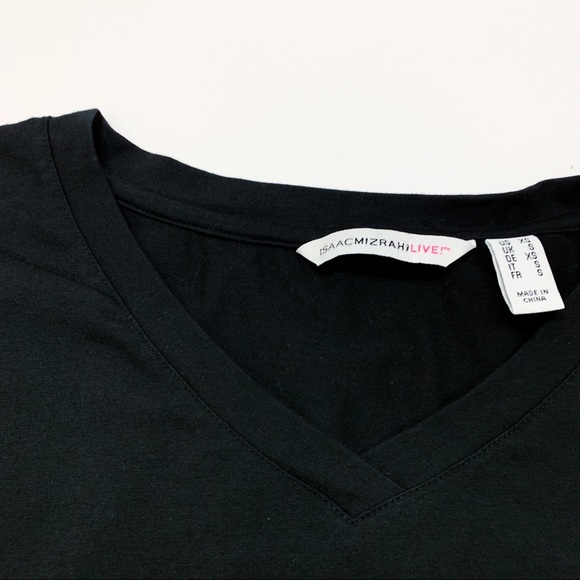 ISAAC MIZRAHI • Blk V Neck/ Scalloped Hem - Picture 3 of 4